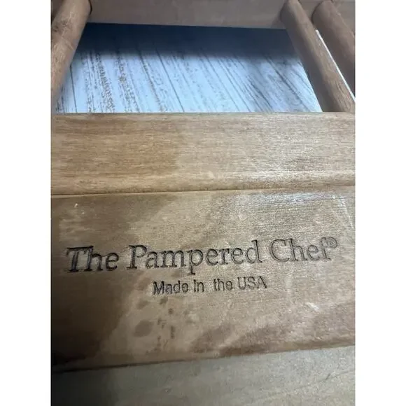 Pampered Chef Wooden Casserole Dish Trivet 2130 Adjustable Stoneware Pot Holder - Picture 4 of 5